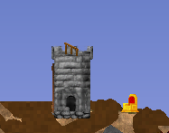 ein einsamer Thron mit einem Wachturm